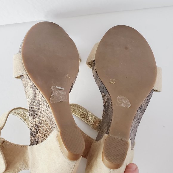 BROWNS Metallic Snakeskin Suede Wedges - Picture 5 of 6